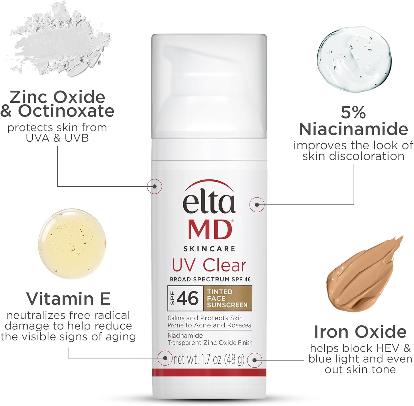 UV Clear Facial Sunscreen SPF 46 - Tinted by EltaMD for Unisex - 1.7 oz Sunscreen