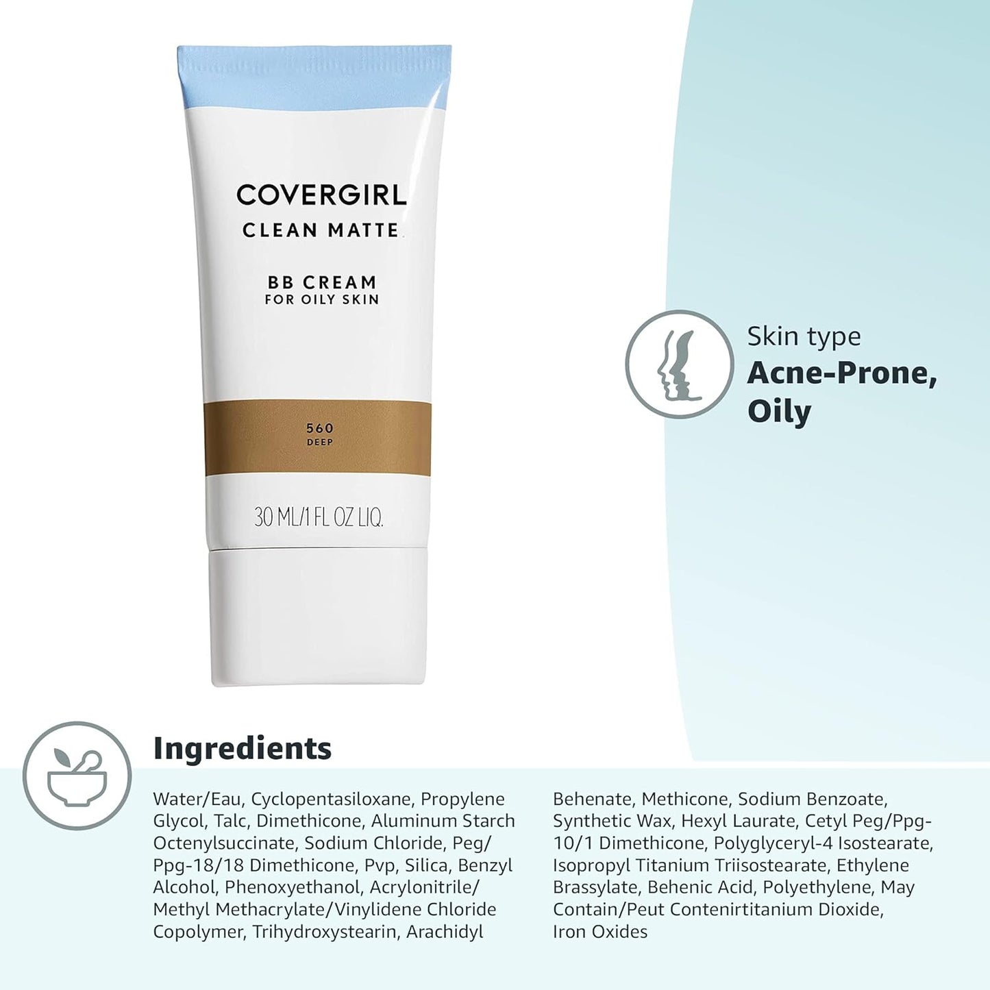 Clean Matte BB Cream For Oily Skin - 560 Deep by CoverGirl for Women - 1 oz Makeup
