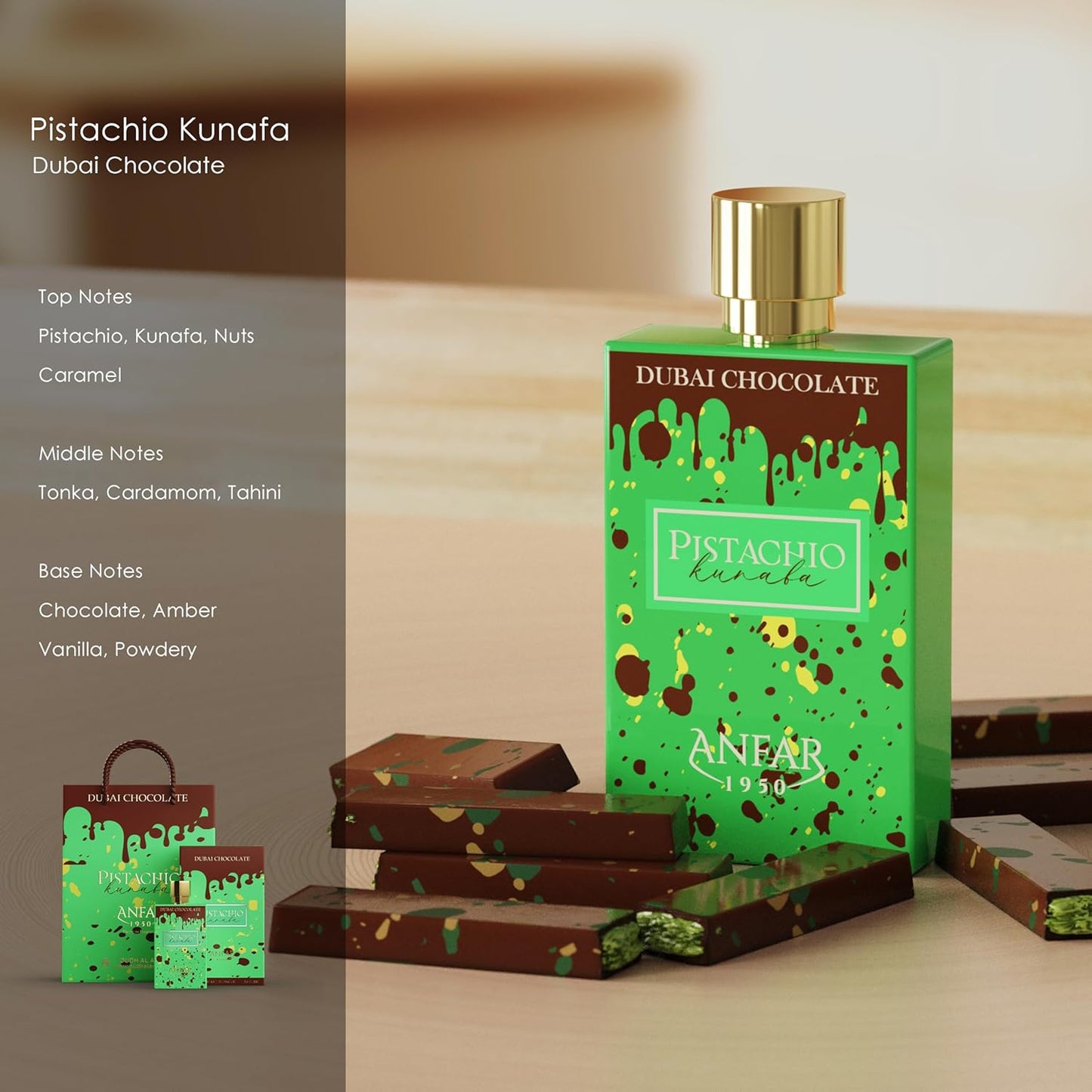 Anfar 1950 Pistachio Kunafa EDP Spray For Unisex 2.7 fl.oz.