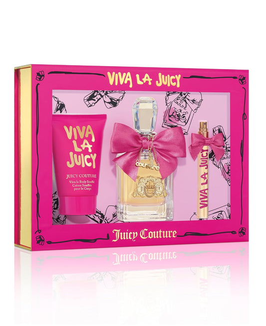 Viva La Juicy by Juicy Couture for Women - 3 Pc Gift Set 3.4oz EDP Spray, 0.33oz EDP Spray, 4.2oz Body Souffle