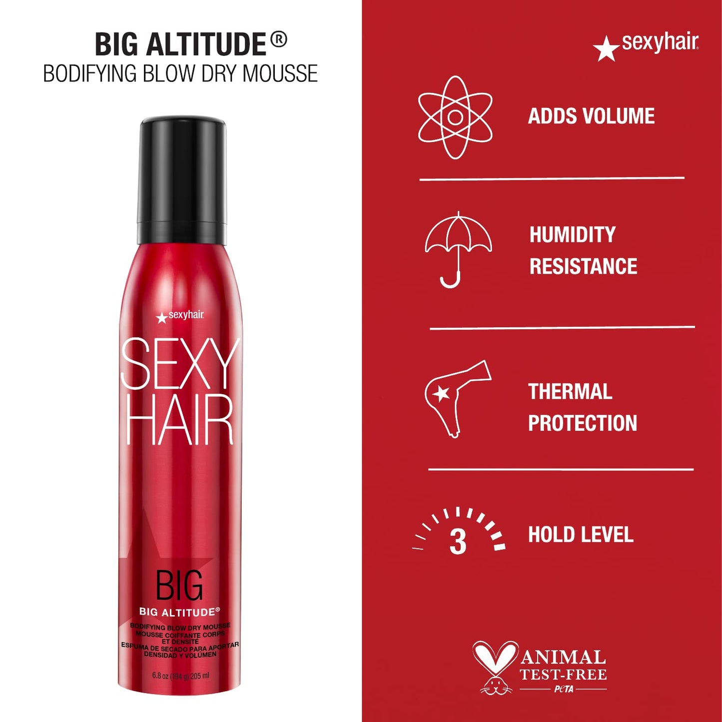 Big Sexy Hair Big Altitude Bodifying Blow Dry Mousse by Sexy Hair for Unisex - 6.8 oz Mousse