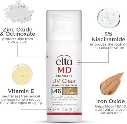 UV Clear Facial Sunscreen SPF 46 - Tinted by EltaMD for Unisex - 1.7 oz Sunscreen